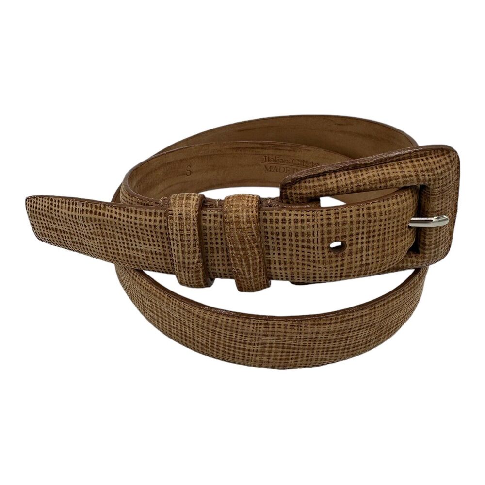 WCM New York Womens Tan Italian Calfskin Leather Belt Size Small Made in USA
